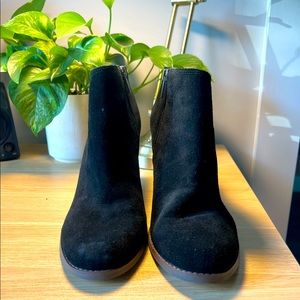 Lucky Brand Yakeena Suede Wedge Ankle Boot Black Leather